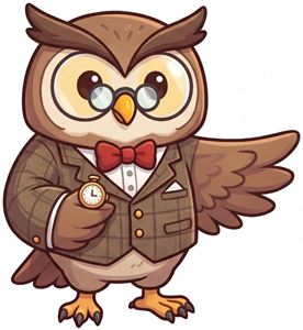 懐中時計を持ったフクロウの秘書